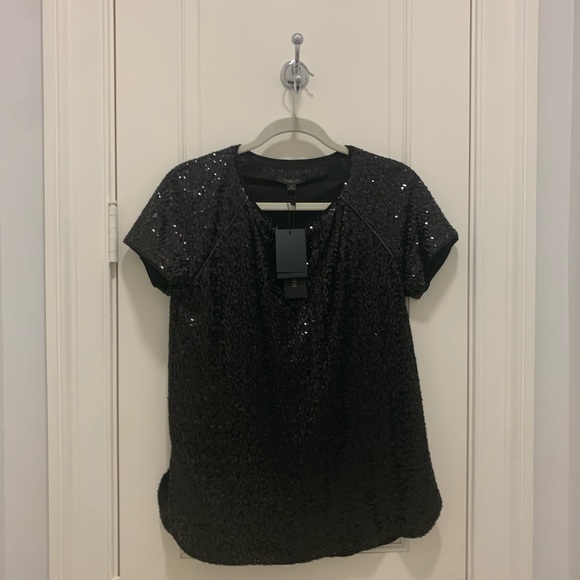 *BNWT*RACHEL ZOE-BLACK SEQUIN/SPARKLY RAGLAN DRESSY FANCY GOING OUT SHIRT/TOP 4 - Picture 10 of 12